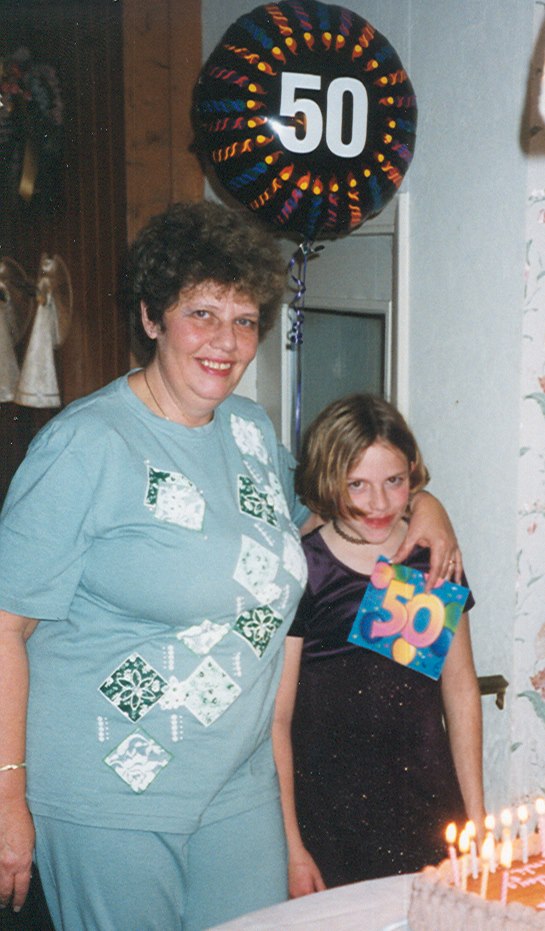 Cindi Larimer with her daughter on her 50th birthday